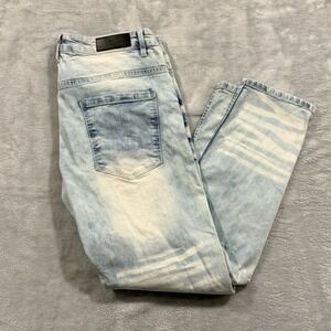 KRISP Denim Jeans Men's 36x30 Ripped Distressed Skater Moto Boho